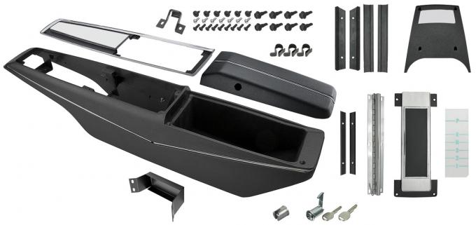 Redline Restomotive® Chevelle/El Camino 70-72 Automatic Trans. (Also Incl. Sealing Strip Kit & Shifter Dial Plate) Center Console Kit - Incl. Console Base, RR. Light Panel, Console Door/Hinge/Catch, Top Plate ( LG-00-2599-A
