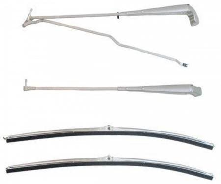 Redline Restomotive® Camaro/Firebird 70-81 (Hidden Arm Style) Brushed Wiper arms& Blades Kit LG-00-2313-A