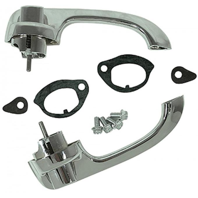 Redline Restomotive® Chevelle/El Camino 64-67, 2dr Outer Door Handle - 1 Pair (W/Pre-Installed Push Button) LG-00-468