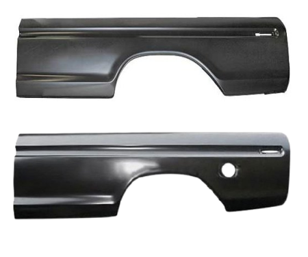 Redline Restomotive® 1973-1979 Ford Pickup Styleside 8' Bedside Skin Side Left and Right Outer Panel without Fuel Opening
