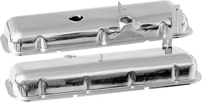 Redline Restomotive® Chevelle 65-72 Big Block Valve Chrome Cover - Pair, w/Drippers LG-00-2296-A