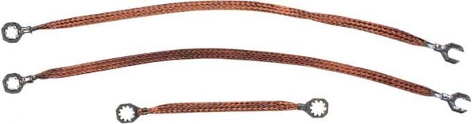 Redline Restomotive® Camaro 67-68, Firebird 67-69, Chevelle/El Camino 64-72, Monte Carlo 70-72 Braided Ground Strap Set - 3 Pcs LG-00-2494-A