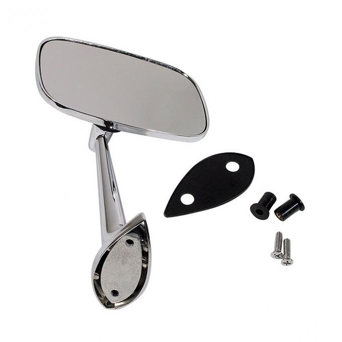 Redline Restomotive® 1968-1974 Chevrolet Corvette Right Hand Chrome Outside Mirror with Mounting Kit