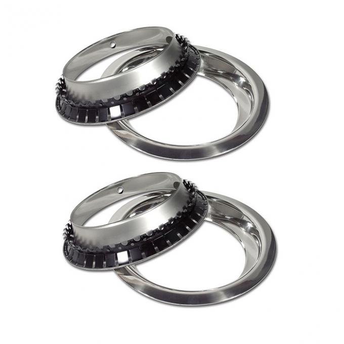 Redline Restomotive® Camaro 67-81/Chevelle 64-72/Nova 62-79 (For Rally Wheels, 4-Pieces Per Set) Wheel Trim Ring Set - 15